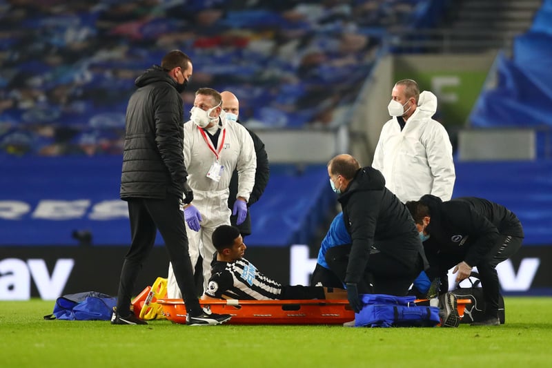 Stretchered off in agony with what looked to be a bad knee injury after an accidental clash with Bissouma