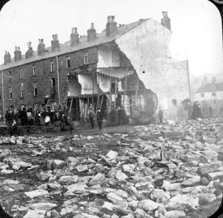More than 700 homes were destroyed in the Great Sheffield Flood in  1864 - this photo shows the remains of Brick Row and Holme Lane, Hillsborough