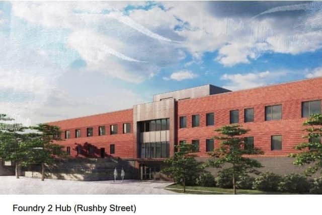 An image of a proposed new GP hub to be built on Rushby Street, Fir Vale, Sheffield. Picture: NHS South Yorkshire Integrated Care Board