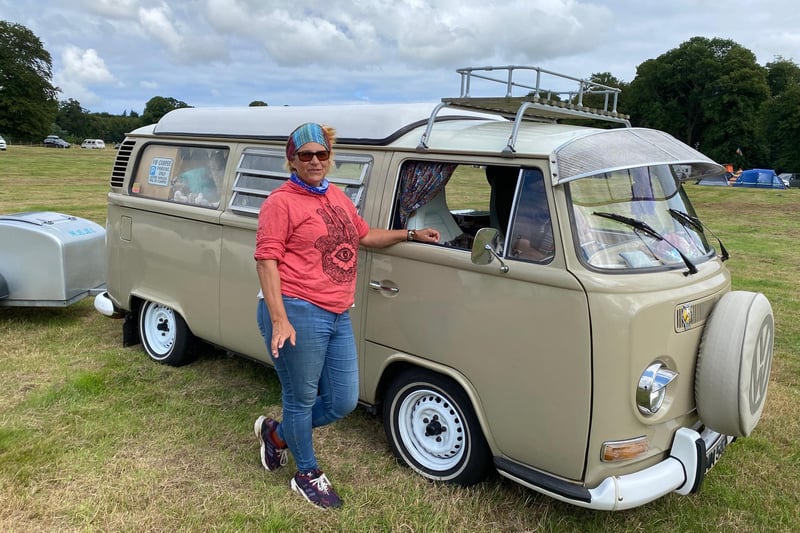 Teacher Marie Chapman, from Dumfries, with her Volkswagen camper van called Beryl at the 2021 Mighty Dub Fest in Alnwick.