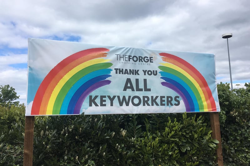 Glasgow's Forge Shopping Centre used the now-ubiquitous rainbow to thank key workers.
