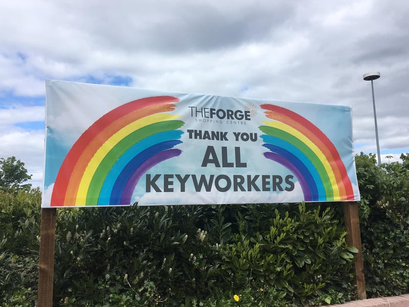 Glasgow's Forge Shopping Centre used the now-ubiquitous rainbow to thank key workers.