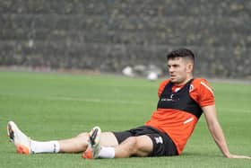 Sheffield United's John Egan takes a breather during a training session at the Blades' pre-season camp in Portugal. Picture: @SheffieldUnited