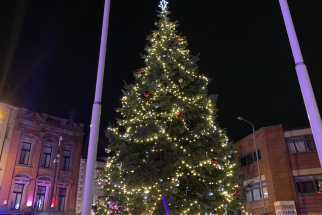 The Christmas tree in Old Market Square, in the town centre.