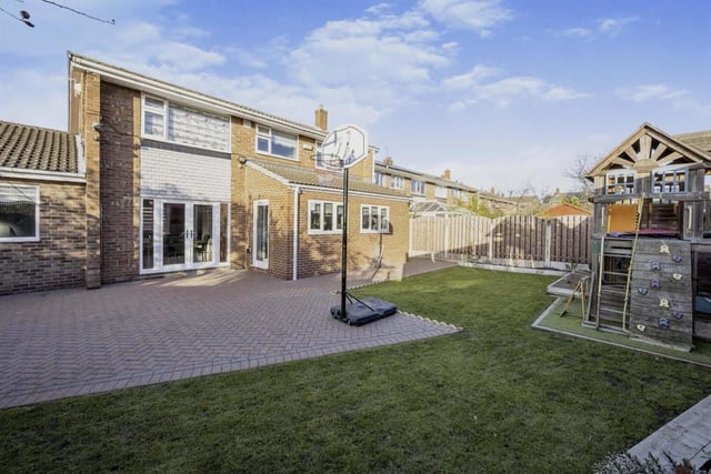 To the rear of the property is an enclosed garden with large block paved patio area, lawn and play area. There is a further raised patio area which is ideal for entertaining. The garden extends to the side with mature shrubs and plants.