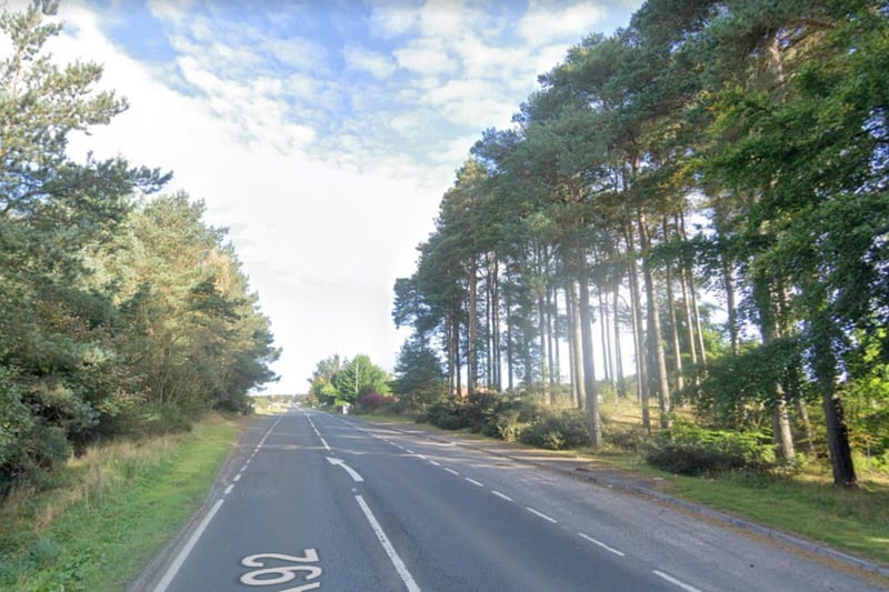 The A92 Kirkcaldy to Dundee road, near the B938 Ladybank junction.