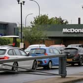 Motorists queued outside McDonald's on Attercliffe Common near Meadowhall when it reopened on Wednesday.