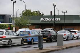 Motorists queued outside McDonald's on Attercliffe Common near Meadowhall when it reopened on Wednesday.