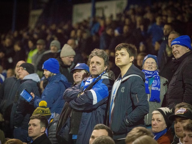 Pompey fans at half time at Fratton Park.