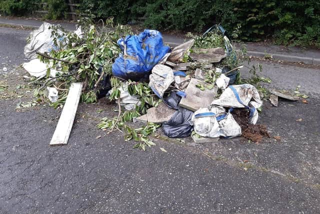 Fly-tipped waste was found dumped in the middle of a road in Handsworth, Sheffield, this morning