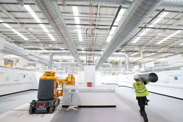 It took 80,000 construction working hours to turn the empty industrial unit into a hospital.