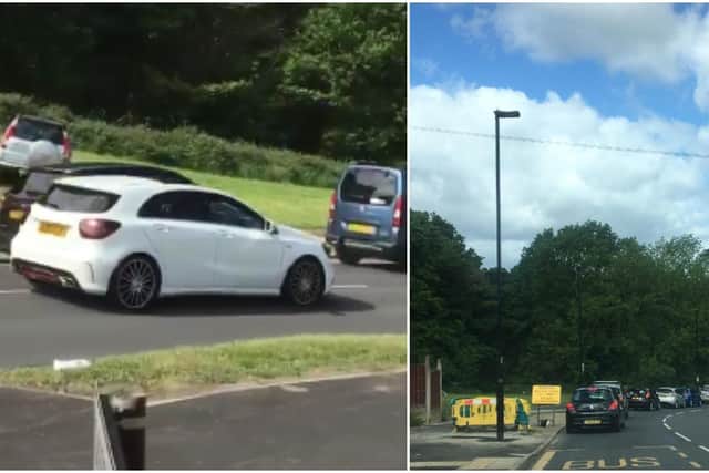 Footage and pictures show long tailbacks  and traffic chaos at the centre.