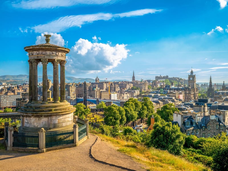 The view from Calton Hill across Edinburgh. Scotland's capital city has an average house price of £247,072 and ranks in seventh spot in terms of the UK's top ten housing markets. The average house price in January rose 1.6 per cent, year on year
