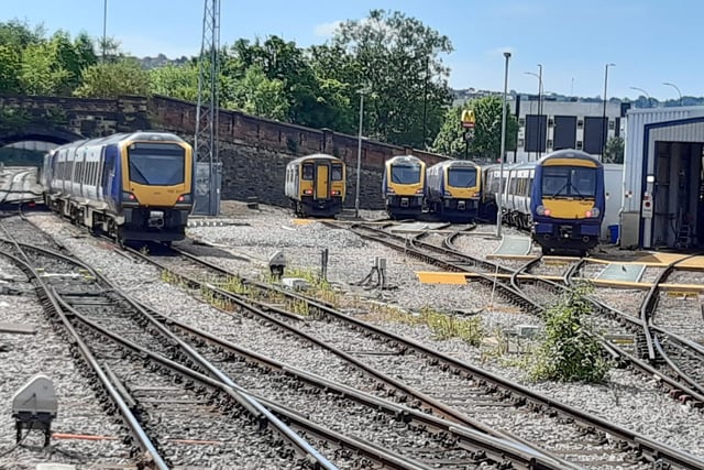 Trains in the sidings at Midland Station.