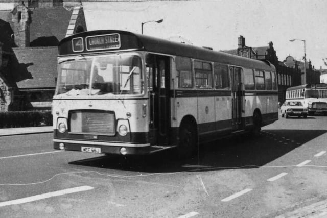 A Hartlepool Corporation bus pictured on the streets of Hartlepool in March 1982.