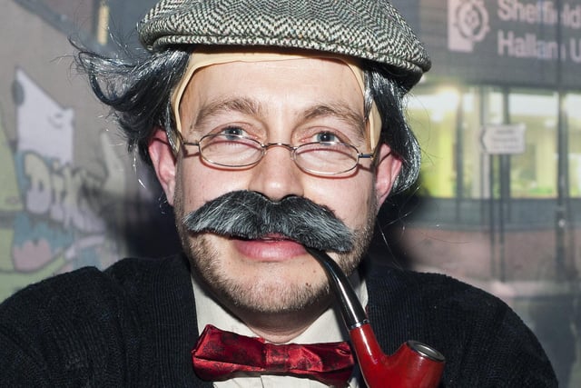 Old man Matthew Caudwell at Sheffield's Biggest Fancy Dress Ball in The Hubs, Hallam University, Paternoster Row, Sheffield in April 2013