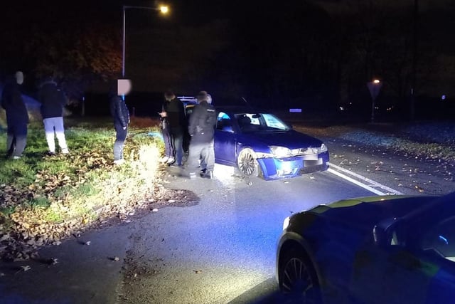 The driver of this Ford Mondeo crashed after failing to stop for police in Woodthorpe. 
Police tweeted: "No skill, at all. No licence or insurance either. Off to court."