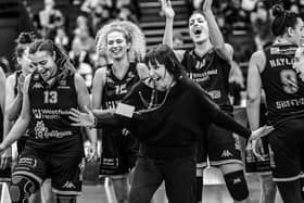 Naomi Campbell and head coach Vanessa Ellis celebrate after winning the 2019 WBBL Cup Final