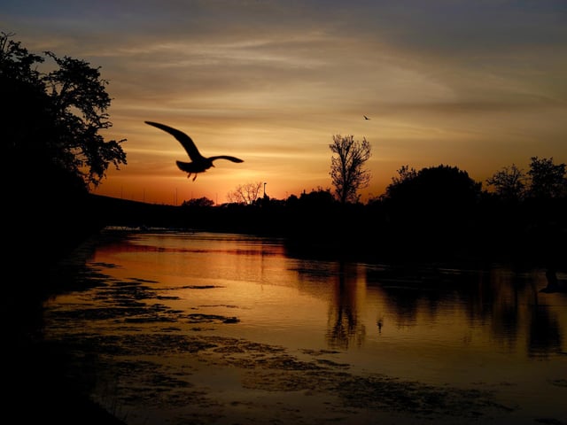 Glowing orange skies over Hlisea lake