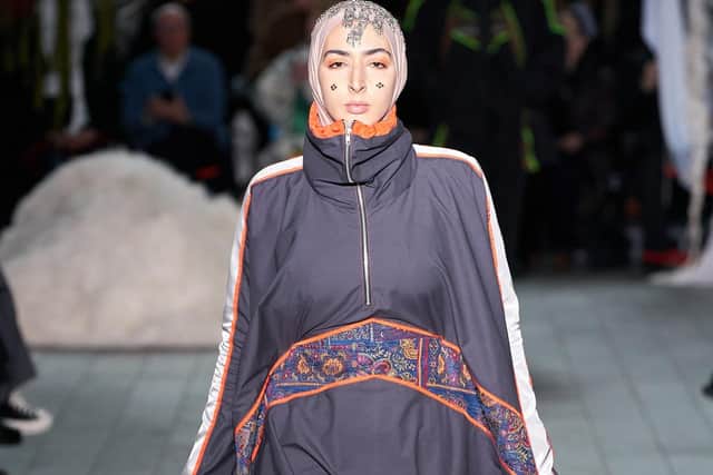 Kazna Asker's collection for London Fashion Week was based around hijabs, a first for the MA show she featured in.