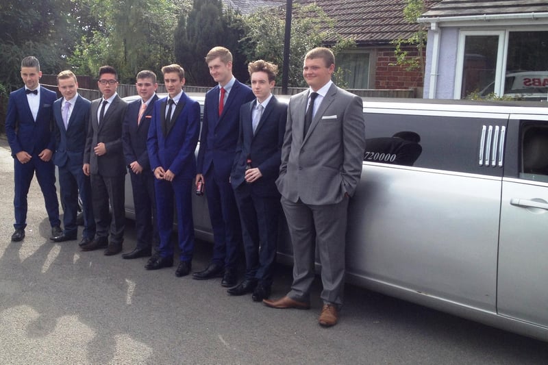 Ready for their limousine ride to the Springs Academy, Sheffield prom are, from left, Matthew Siddall, Michael Knowles, Russell Chow, Lee Turner, Mitchell Eckersley, James Proctor, Ben lamb and Billy Fidell