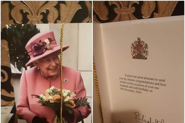A birthday card from the Queen to mark Mr Mohammed Ghulam's 106th birthday last year.