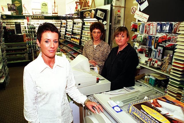 The manager of Andrews Art Shop, Holly Lane, Sheffield, Elaine Fothergill  (left), with staff, left to right, Ann Sanderson, and Susan Jubb. They have been told that the shop is to close down, March 18, 1999