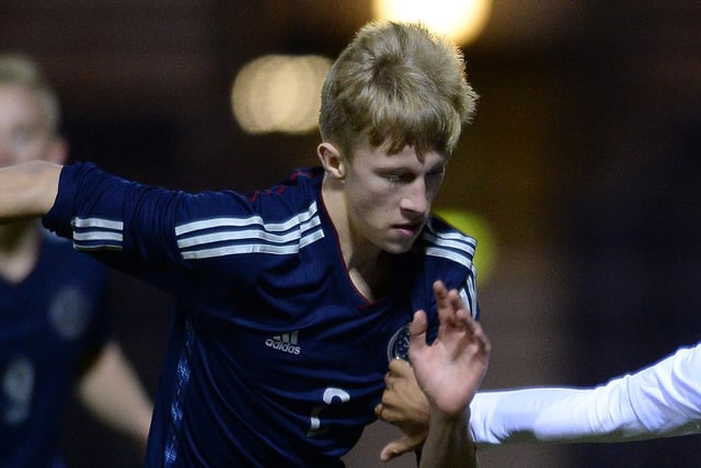 The on-loan Rangers man in action for of Scotland under-16s against in a Victory Shield match in 2013.