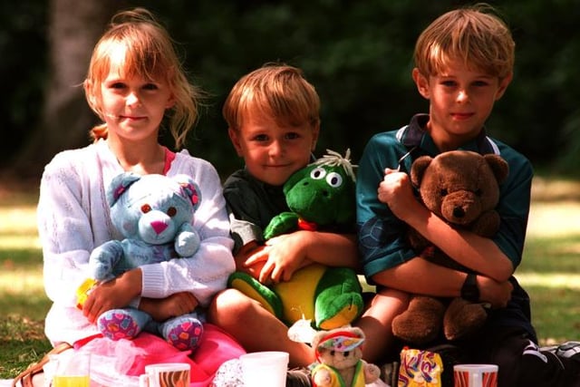 Carla Drane, Nathan Badger, Christian Drane - attended a teddy bear picnic in Sandall Beat Woods in 1996.