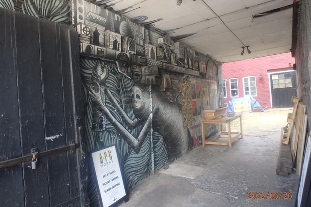 This mural at the APG Works on Sidney Street in Sheffield city centre is the work of celebrated artist Phlegm