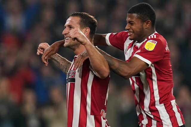Billy Sharp (L) and Rhian Brewster were both on target during Sheffield United's win over Bristol City: Simon Bellis / Sportimage