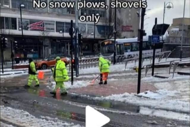 A still from the viral TikTok video about Sheffield's response to the heavy snowfall (pic: TikTok/CassidyZahar)