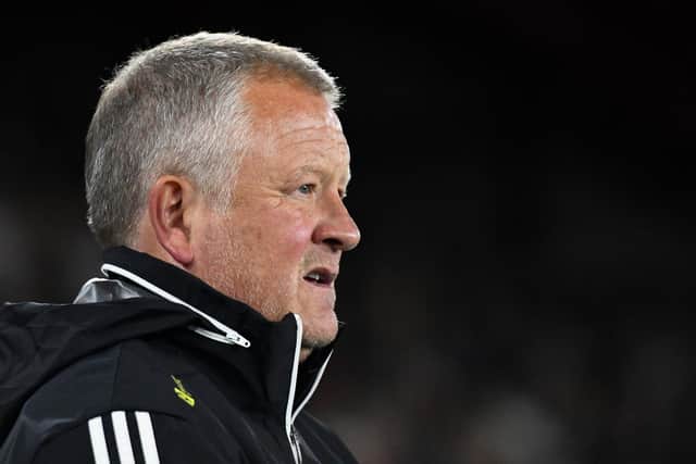 Chris Wilder, manager of Sheffield United, looks on: George Wood/Getty Images