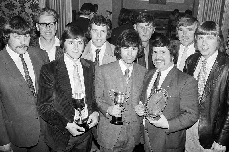 The Plough Inn darts team in 1974