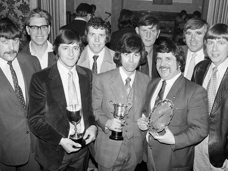 The Plough Inn darts team in 1974