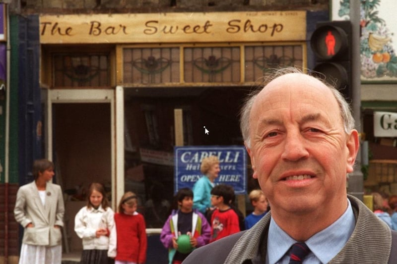 Builders uncovered this old sign from the Bar Sweet Shop on Junction road, Hunters Bar, Sheffield in April 1999. Dennis Gibson, pictured, remembers buying sweets there as a child