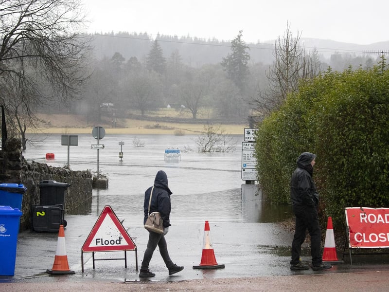 The River Teith burst its banks.