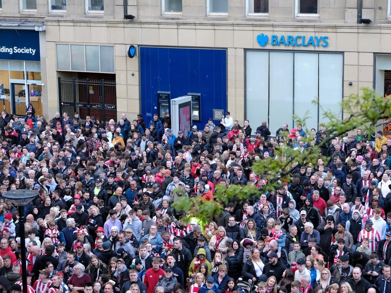 Sheffield United's players celebrate their promotion to the Premier League