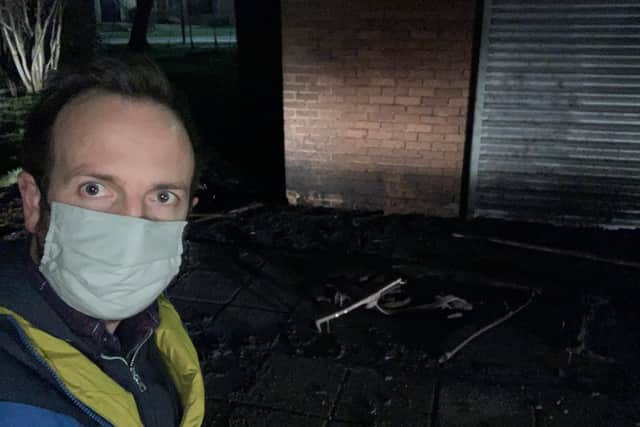 Councillor Ben Miskell at the scene of the fire in Arbourthorne. Picture: Ben Miskell.