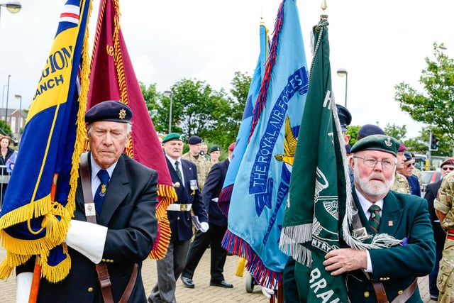 A march by the combined armed services, cadets and veterans at the historic quay in 2014.