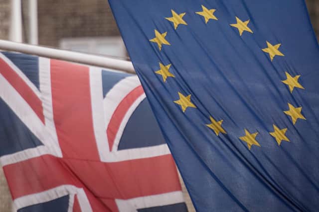 File photo dated 17/02/16 of the EU and Union flags. Picture: PA