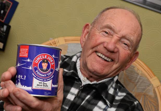 Tony Foulds with the Tommy Tin of Uncle Joe's Mints