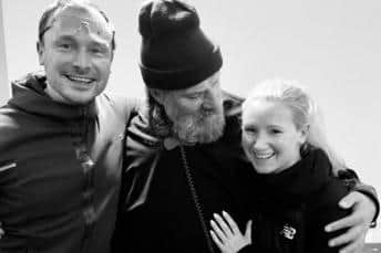 Mr and Mrs Ice Bath - Radek Kalaš and Charlotte Wrigley from Sheffield - with their mentor, extreme athlete Wim Hof, who stars in a new BBC TV series, Freeze the Fear with Wim Hof