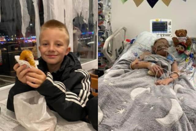 Kallum Oliver, 11, was taken to the doctors two weeks ago for tiredness and loss of appetite. He is now in a medically induced coma on the waiting list for a new heart.