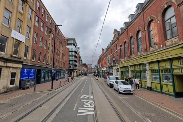 The third-highest number of reports of violence and sexual offences in Sheffield in March 2023 were made in connection with incidents that took place on or near West Street, Sheffield city centre, with 16