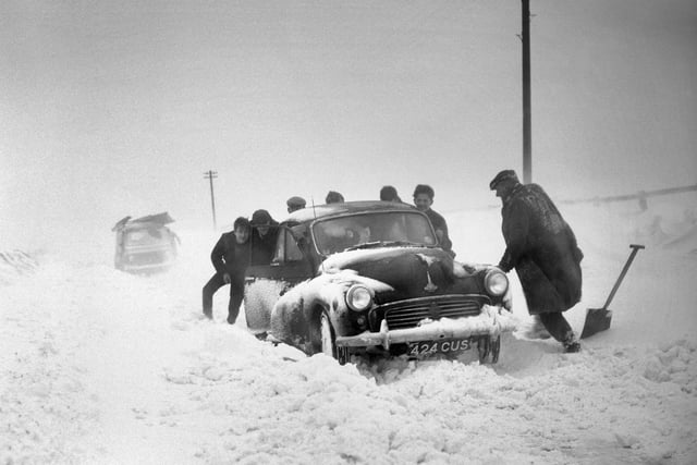 A snowy scene at Warden Law in 1963.
