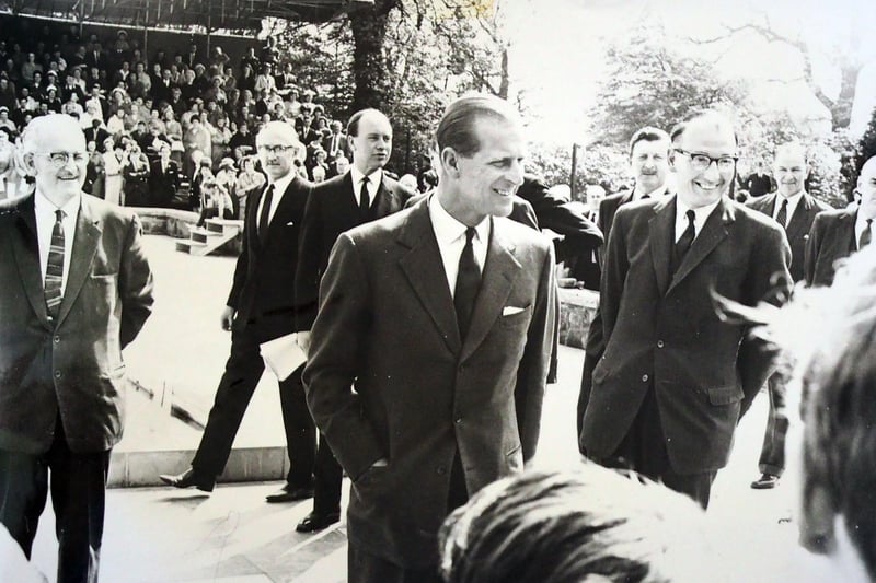 Prince Phillip chatting with spectators at Alfreton Baths. Picture by George Eyre      
