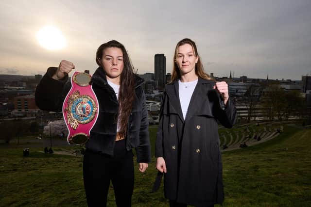 Sandy Ryan and Terri Harper face off ahead of their fight. Picture: Mark Robinson, Matchroom