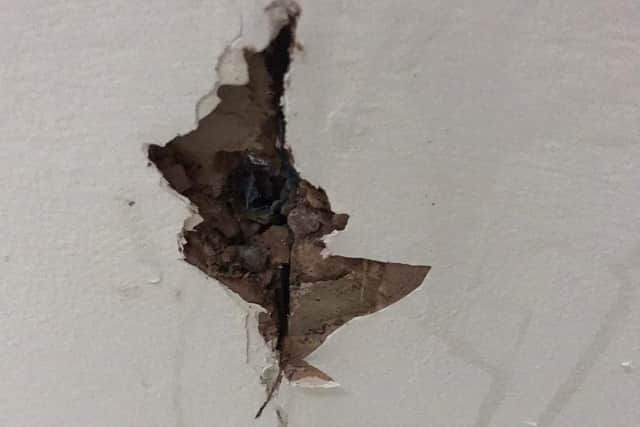 A cracked ceiling in the bedroom. Picture by Nicole Maclean