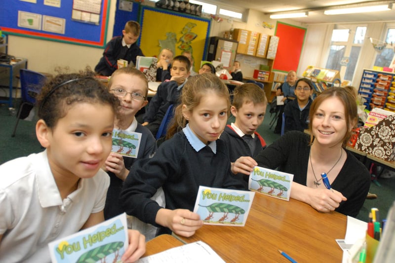 Teacher Pamela Donald was pictured stamping the cards of Year 5 children during a 'Kind-A-Thon' session in 2007. Who can tell us more?